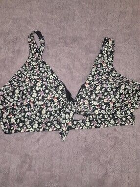 Birdsong -Black Floral Bikini Top